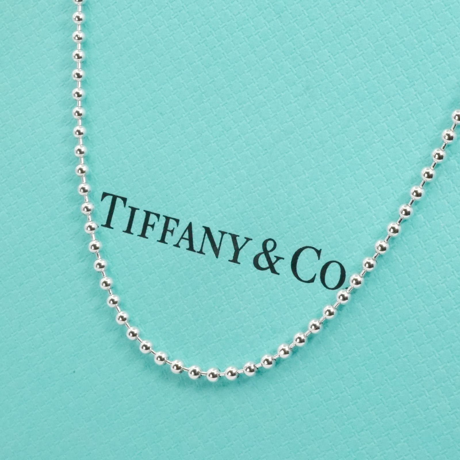 極美品87cm ティファニー ボールチェーン ロング ネックレス/25-2461