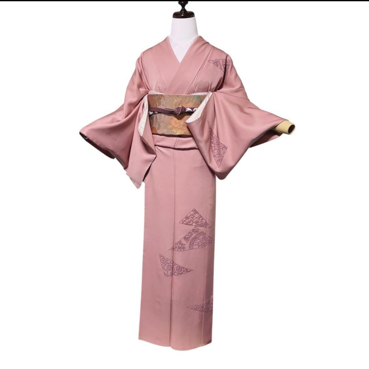 美品　袷　正絹　相良刺繍　訪問着　フルセット　4点　特選西陣更紗柄袋帯付き 美品 袷 正絹 相良刺繍 訪問着 フルセット 4点 特選西陣更紗柄袋帯付き