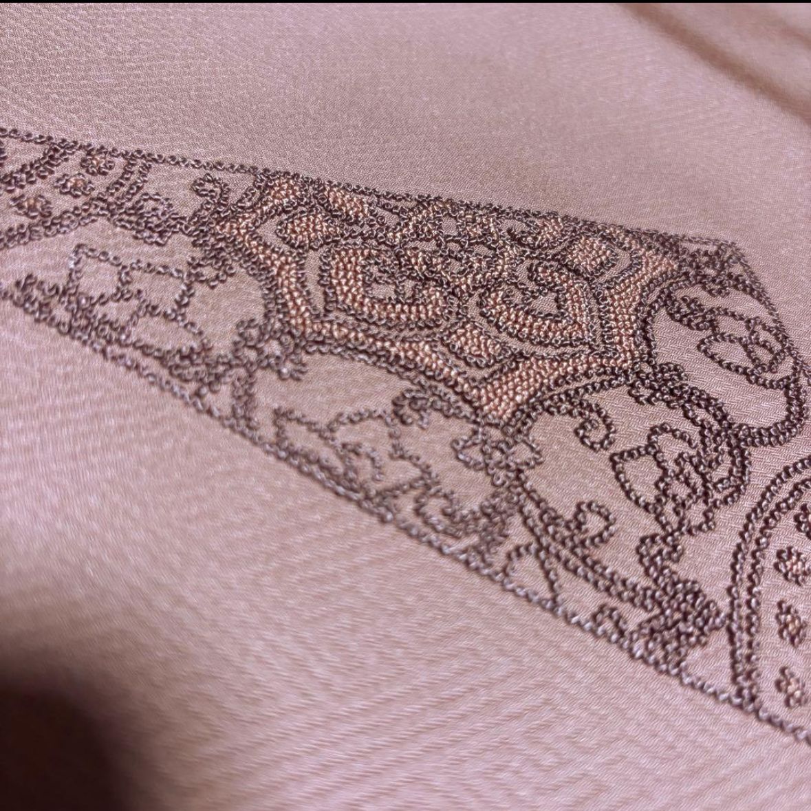 美品 袷 正絹 相良刺繍 訪問着 フルセット 4点 特選西陣更紗柄袋帯付き