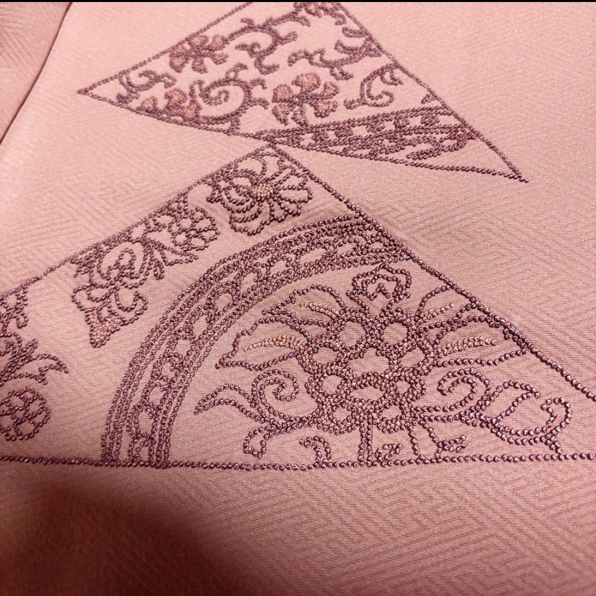 美品 袷 正絹 相良刺繍 訪問着 フルセット 4点 特選西陣更紗柄袋帯付き