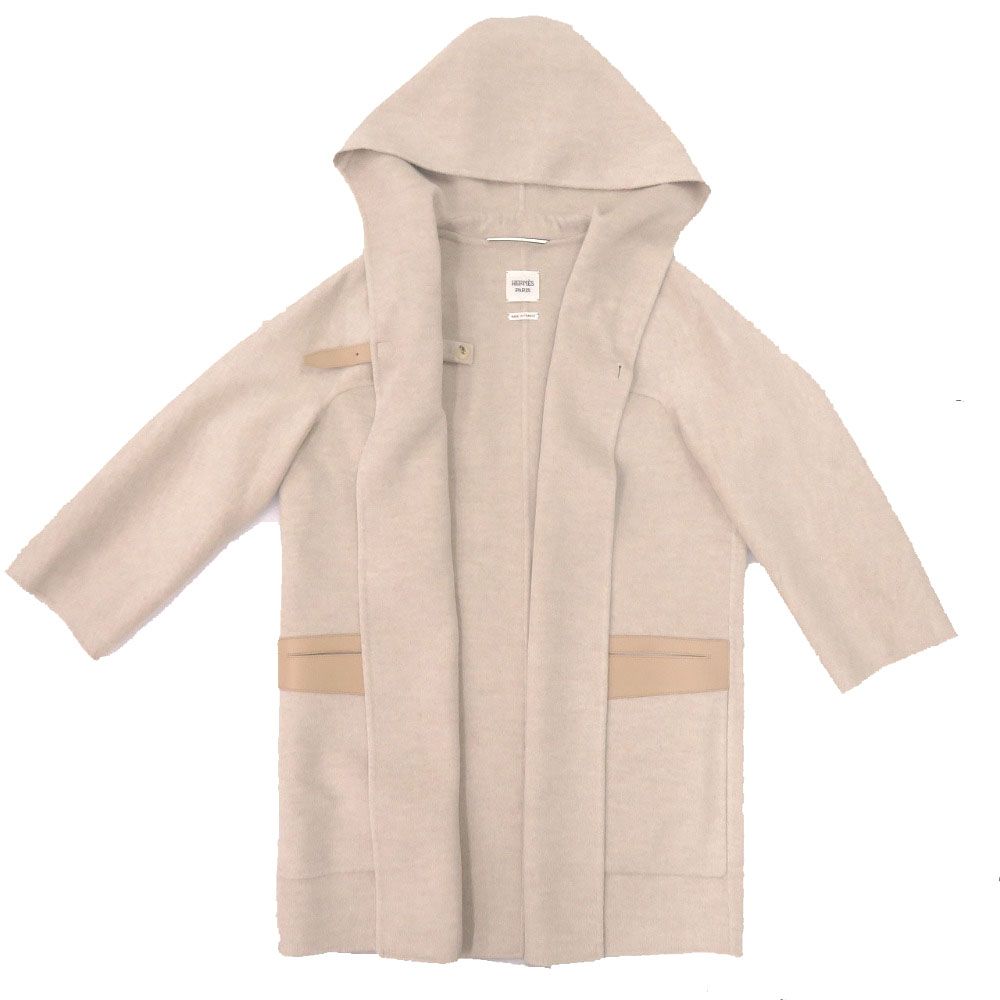 未使用 エルメス ダッフルコート カシミヤ ベージュ 0256 HERMES