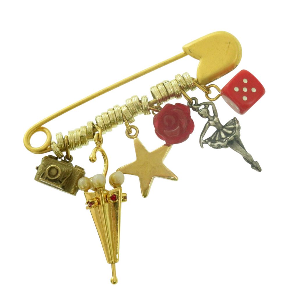 ドルチェアンドガッバーナ ブローチ メタル ゴールド シルバー レッド 0374 DOLCE GABBANA