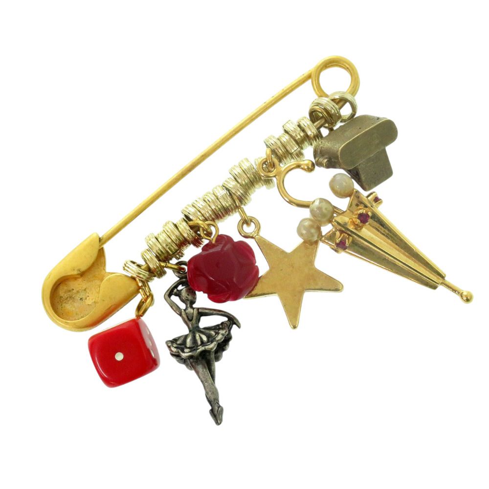 ドルチェアンドガッバーナ ブローチ メタル ゴールド シルバー レッド 0374 DOLCE-GABBANA