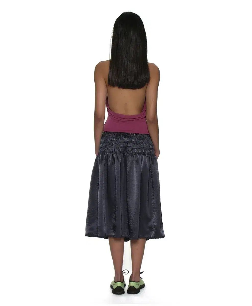 PARTIMENTO WOMEN パルティメントウィメン LACE TRIM SMOCKING MIDI SKIRT