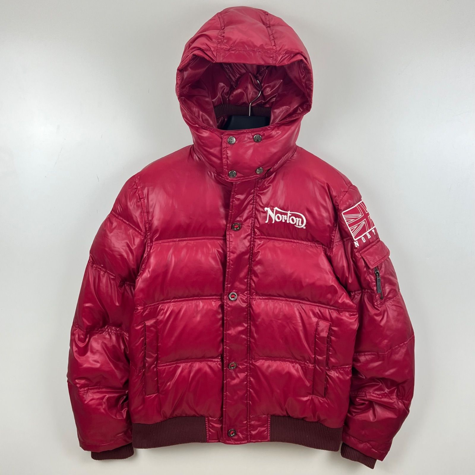 Norton 00s y2k style Shiny hoodie down jacket L ノートン 光沢 