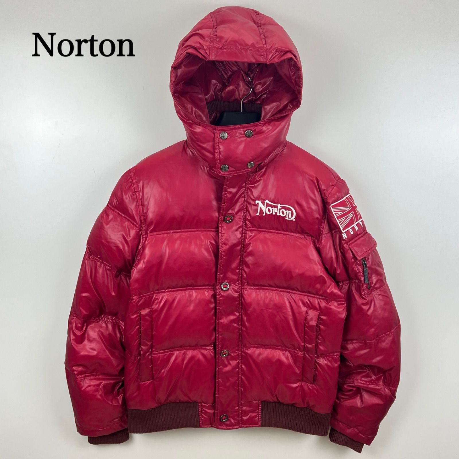 Norton 00s y2k style Shiny hoodie down jacket L ノートン 光沢 
