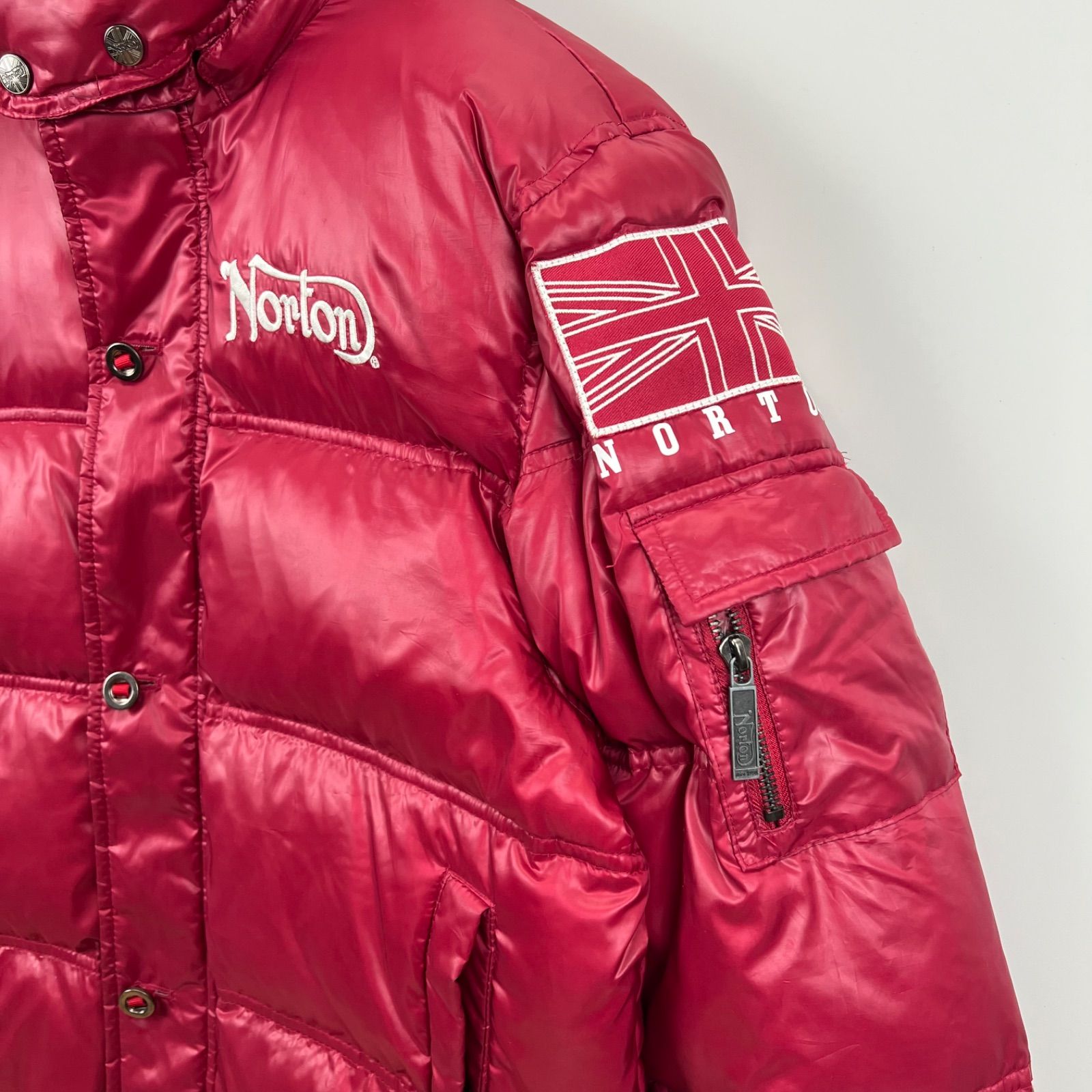 Norton 00s y2k style Shiny hoodie down jacket L ノートン 光沢 