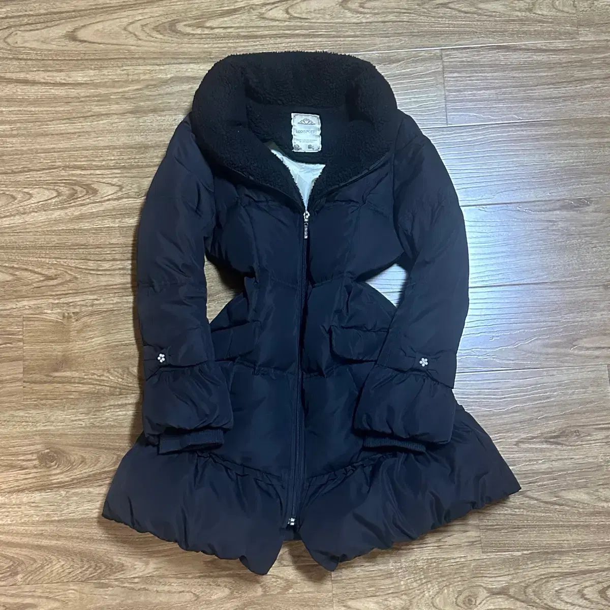 ヴィンテージ ブラック リー リボンスポーツ写真 フォト PHOTO ダウン コート ピンク レース 姫ギャル ロギャル