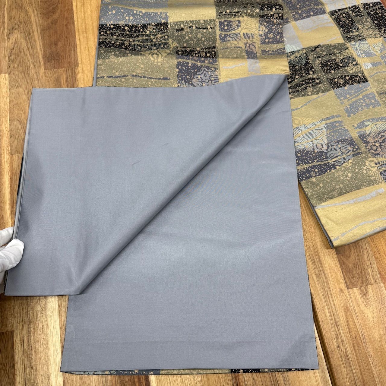 白山工房 本場手織り牛首紬 全通染め袋帯 中古美品 お仕立て上がり