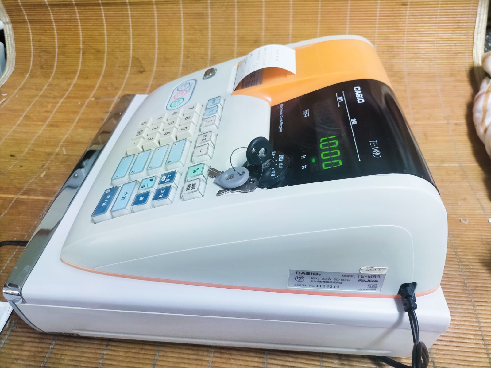 カシオレジスター TE-M80 中古品 人気機種感熱紙 送料無料 401466