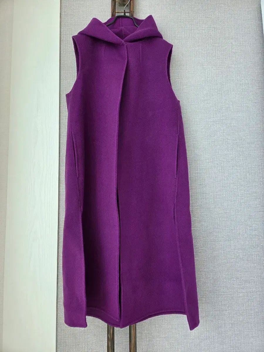 ウール90 ハンドメイド WHO フード ベスト ロング丈