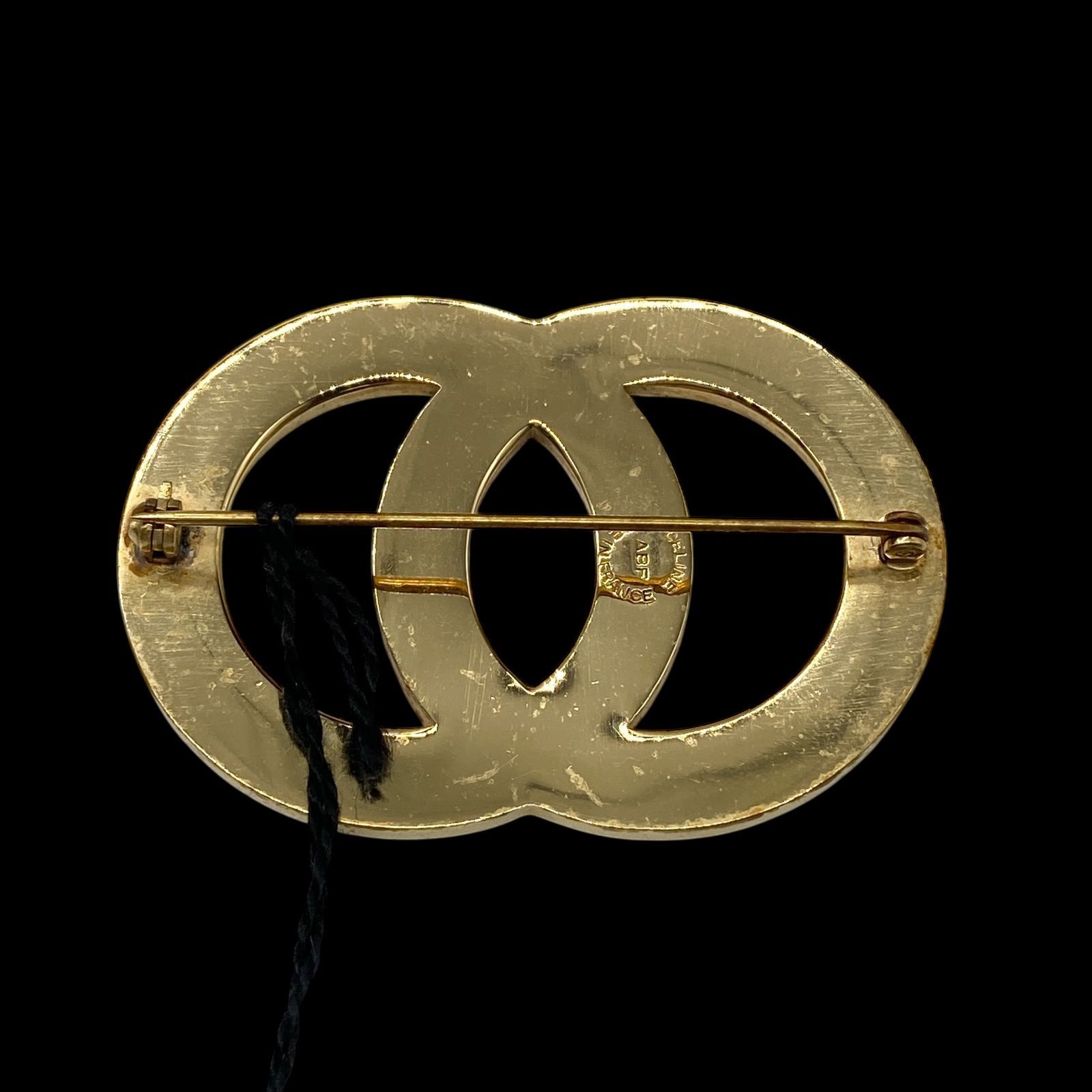 希少 CELINE セリーヌ 大ぶり サークルロゴ ブローチ ゴールド