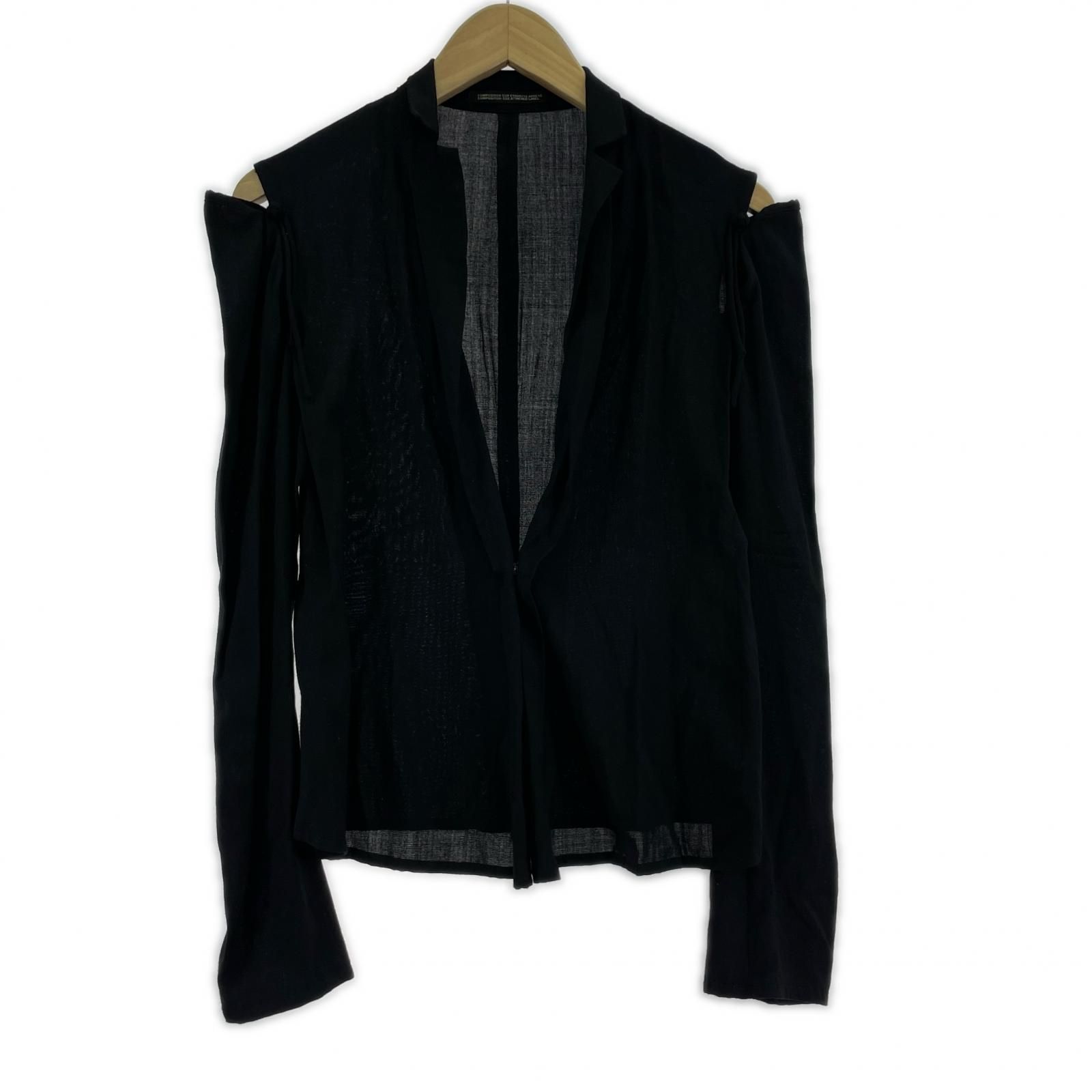 Yohji Yamamoto +NOIR 変形カーディガン　切り替えカーディガン Yohji Yamamoto +NOIR 変形 ｶｰﾃﾞｨｶﾞﾝ 1 ﾌﾞﾗｯｸ - メルカリ