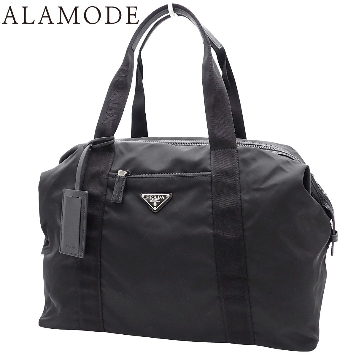 PRADA プラダ ダッフルバッグ ボストンバッグ 旅行カバン トラベルバッグ ナイロン サフィアーノレザー ブラック黒 シルバー金具 2 VC 796_2 DMH_F 0002_V_OOO ユニセックス アラモード
