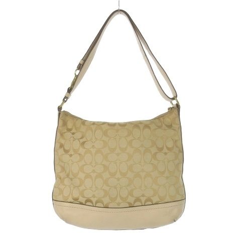 コーチ COACH F 24032 ショルダーバッグ キャンバス レザー 革 シグネチャー ターンロック ベージュ CK 2 GY 99