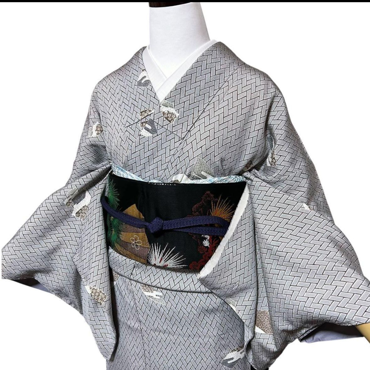 新品 美品 袷 正絹 江戸小紋 フルセット 希少アンティーク名古屋帯