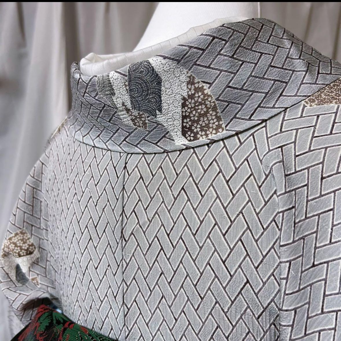 新品 美品 袷 正絹 江戸小紋 フルセット 希少アンティーク名古屋帯