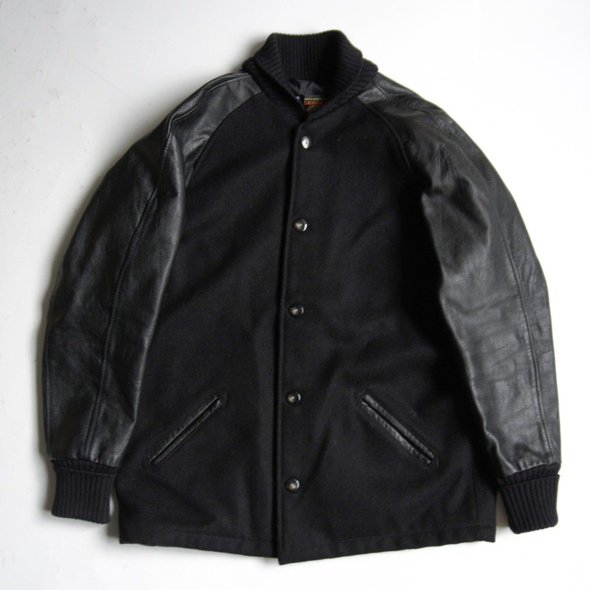 美品】SKOOKUM【メルトン×レザー スタジャン】38 スクーカム ブラック