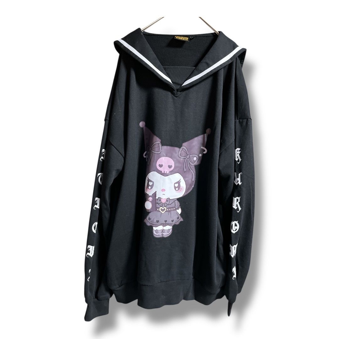 LOWBLOW KNUCKLE KUROMI ロウブロウナックル クロミ セーラークロミちゃん プルオーバースウェット 長袖 トップス サンリオ レディース サイズM ブラック 秋 6 No K 1053 Y