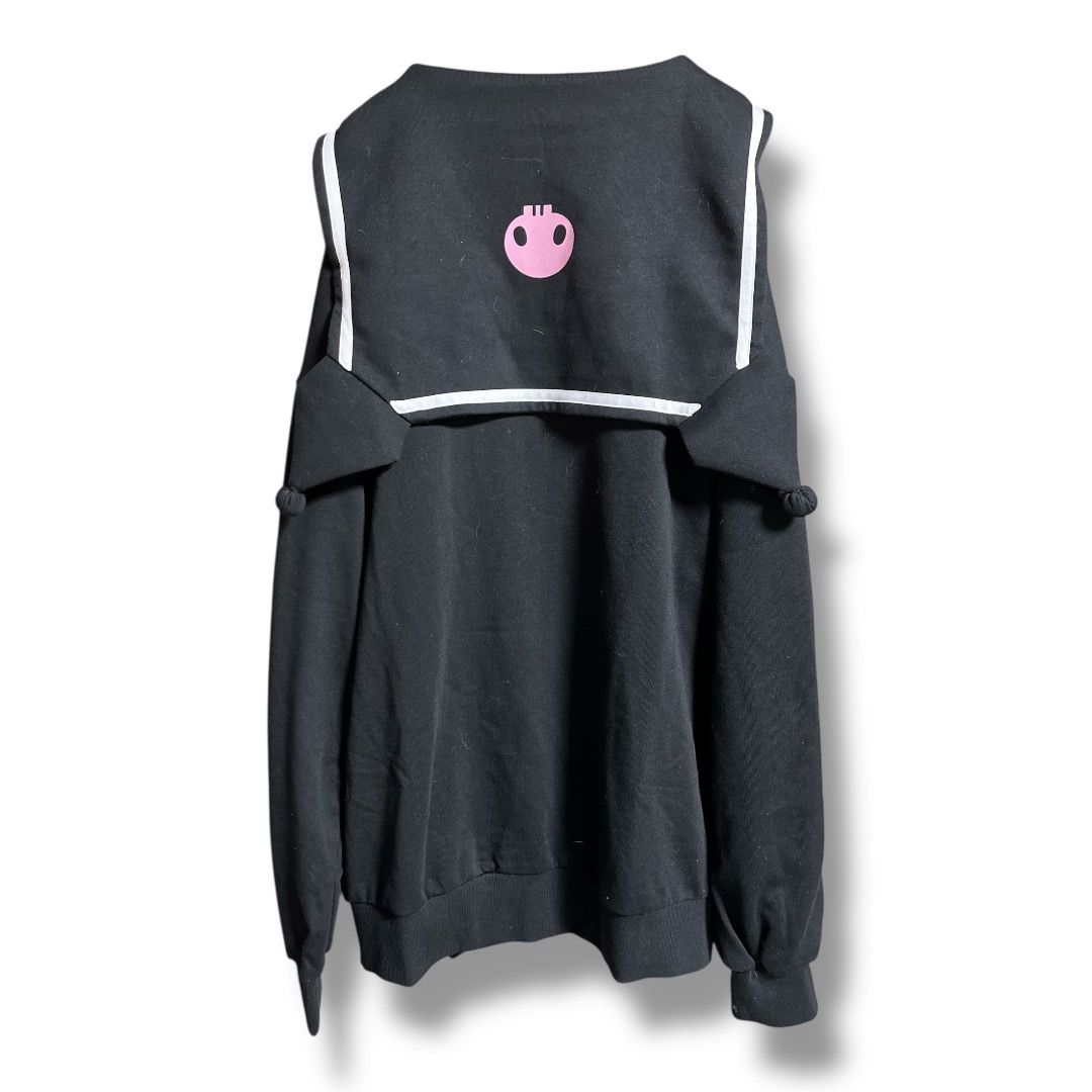 LOWBLOW KNUCKLE × KUROMI ロウブロウナックル クロミ セーラークロミちゃん プルオーバースウェット 長袖 トップス サンリオ レディース サイズM ブラック 秋 6 No.K 1053 Y