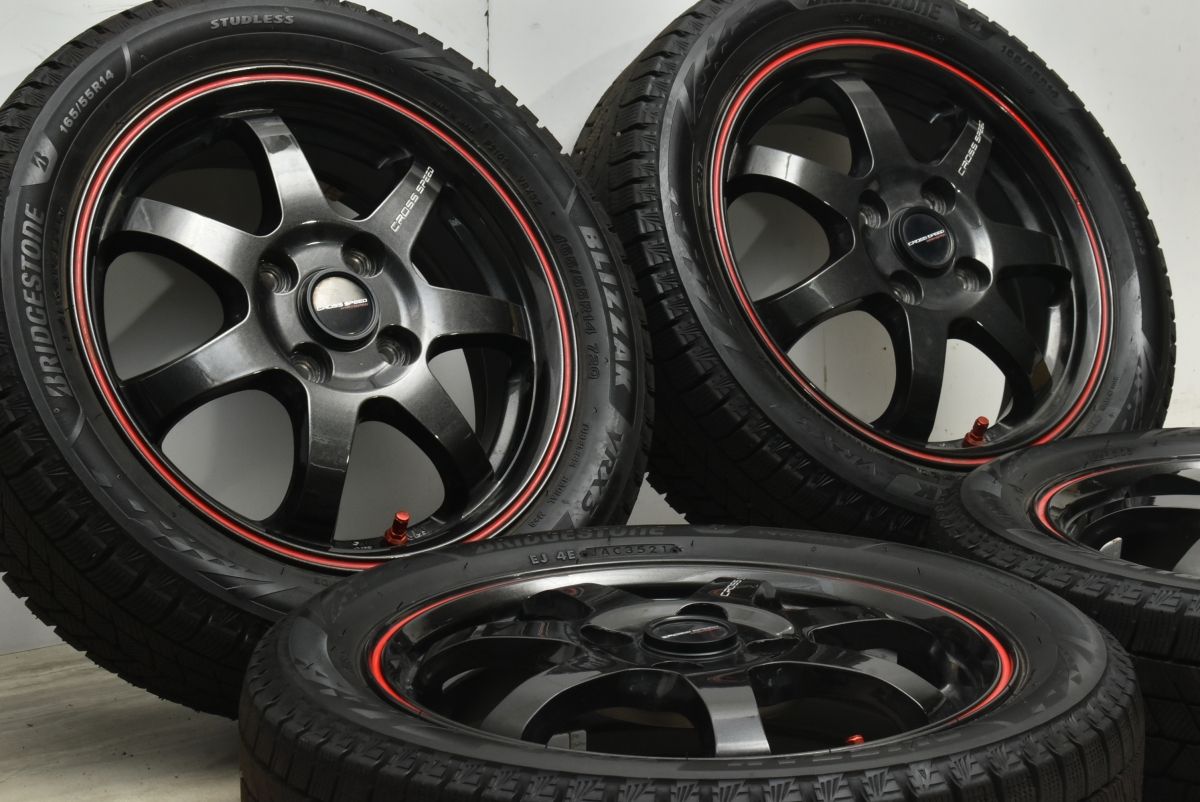 バリ溝 程度良好 クロススピード 14 in 4 5 J 45 PCD 100 ブリザックVRX 3 165 55 R アトレー ハイゼット ムーヴ ミラ アルト ワゴンR