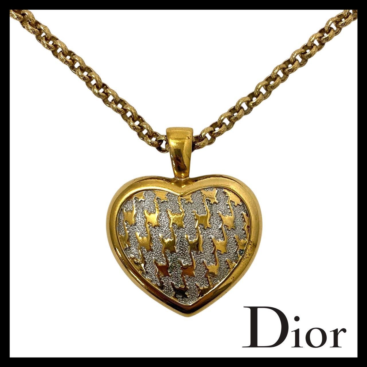 Y【Dior】ハート ロング ネックレス ゴールド/金カラー シルバーカラー 