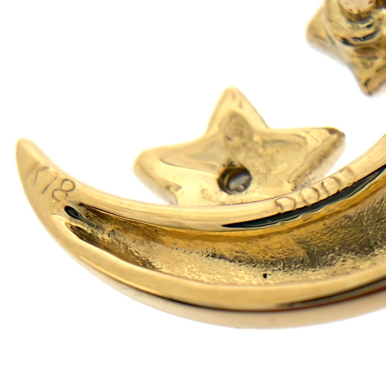 K18 ダイヤ0.01 ピンブローチ 新品仕上済み K18 ダイヤモンド ピンブローチ D:0.01ct ネコ 月 三日月