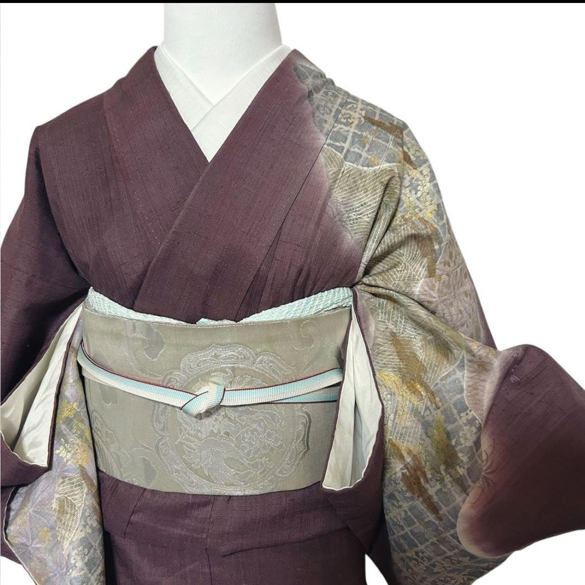 結城生紬 未使用 美品 袷 正絹 友禅 訪問着 フルセット 西陣帯 - メルカリ