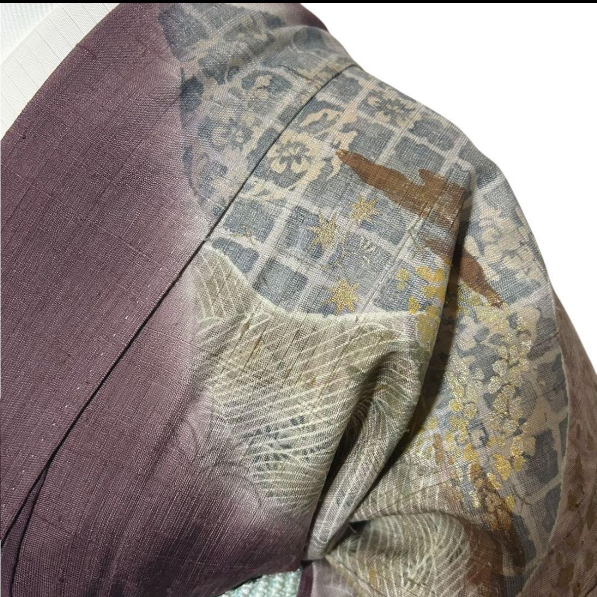 美品　袷　正絹　生紬　生結城紬　辻が花　訪問着　フルセット　西陣辻が花帯 結城生紬 未使用 美品 袷 正絹 友禅 訪問着 フルセット 西陣帯 - メルカリ