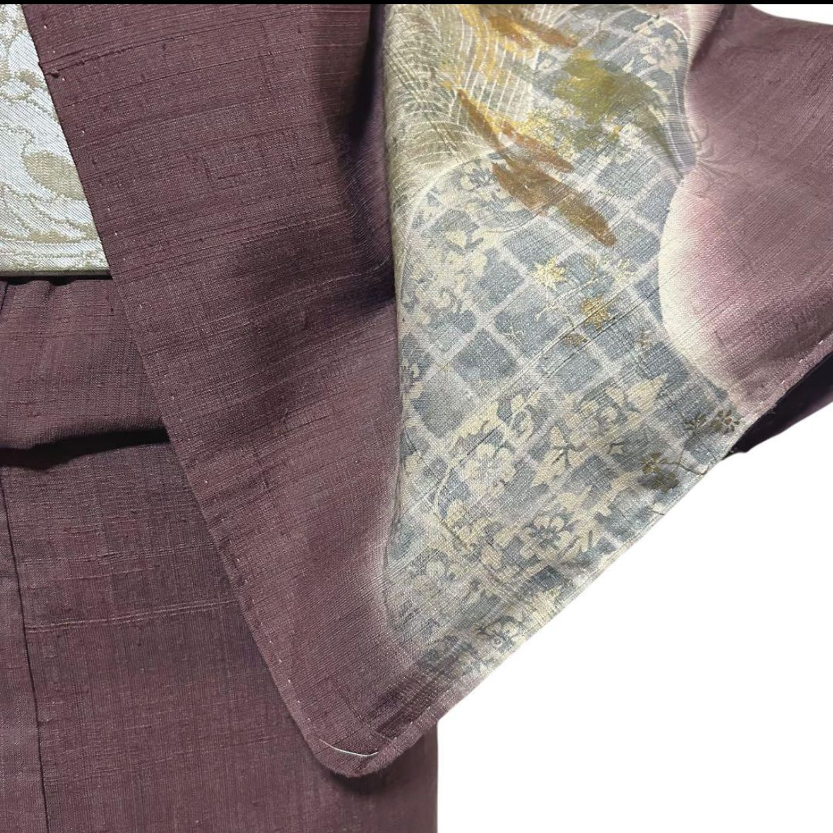 結城生紬 未使用 美品 袷 正絹 友禅 訪問着 フルセット 西陣帯 - メルカリ