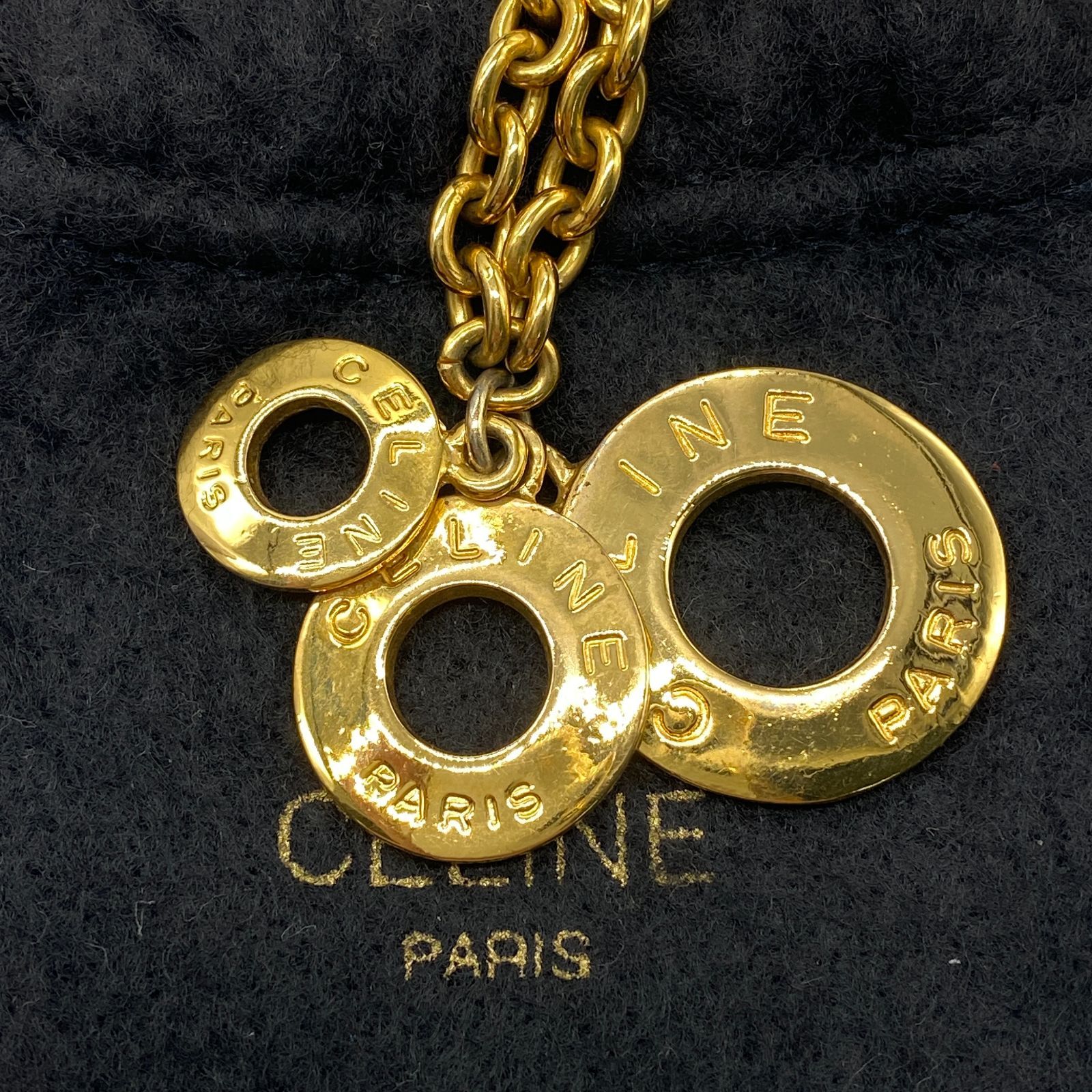 美品 CELINE サークルロゴ ヴィンテージ ネックレス バック型 トップ VINTAGE CELINE/セリーヌ】 サークルロゴ ネックレス（ネックレス