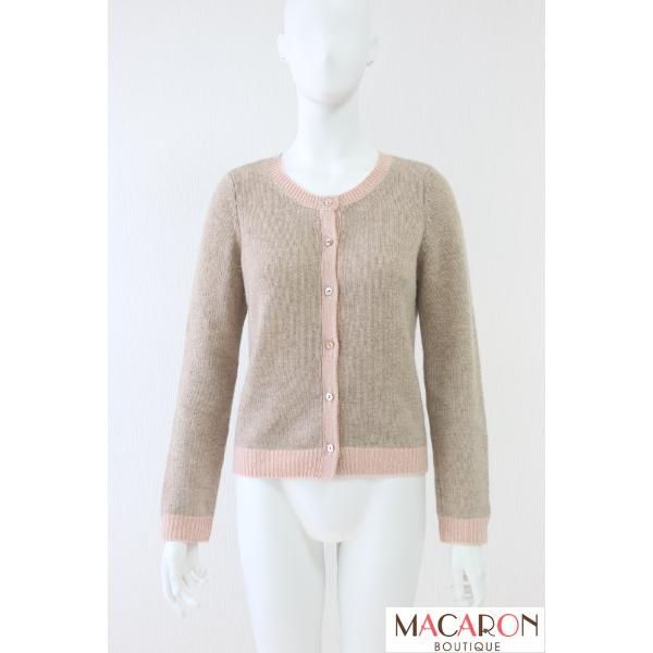 FOXEY カシミヤボタンカーディガン バイ ピンク×ベージュ 31617 フォクシー