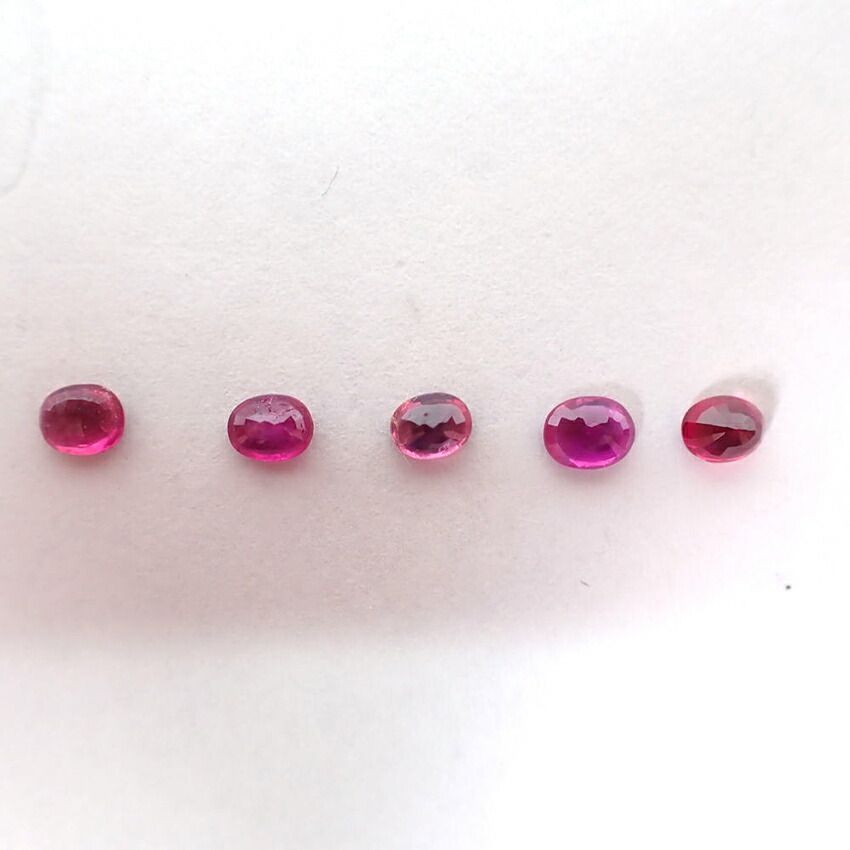  天然ルビー ルース 5 PC 合計約1.50 ct j 115-71 ルース(裸石) 原石 ビーズ アクセサリー道具 材料