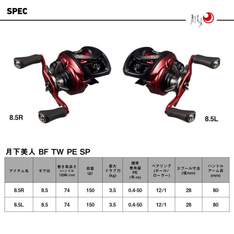 ダイワ 26 月下美人 BF TW 8 5 L PE SPECIAL 左ハンドル ベイトリール daiwa 釣具