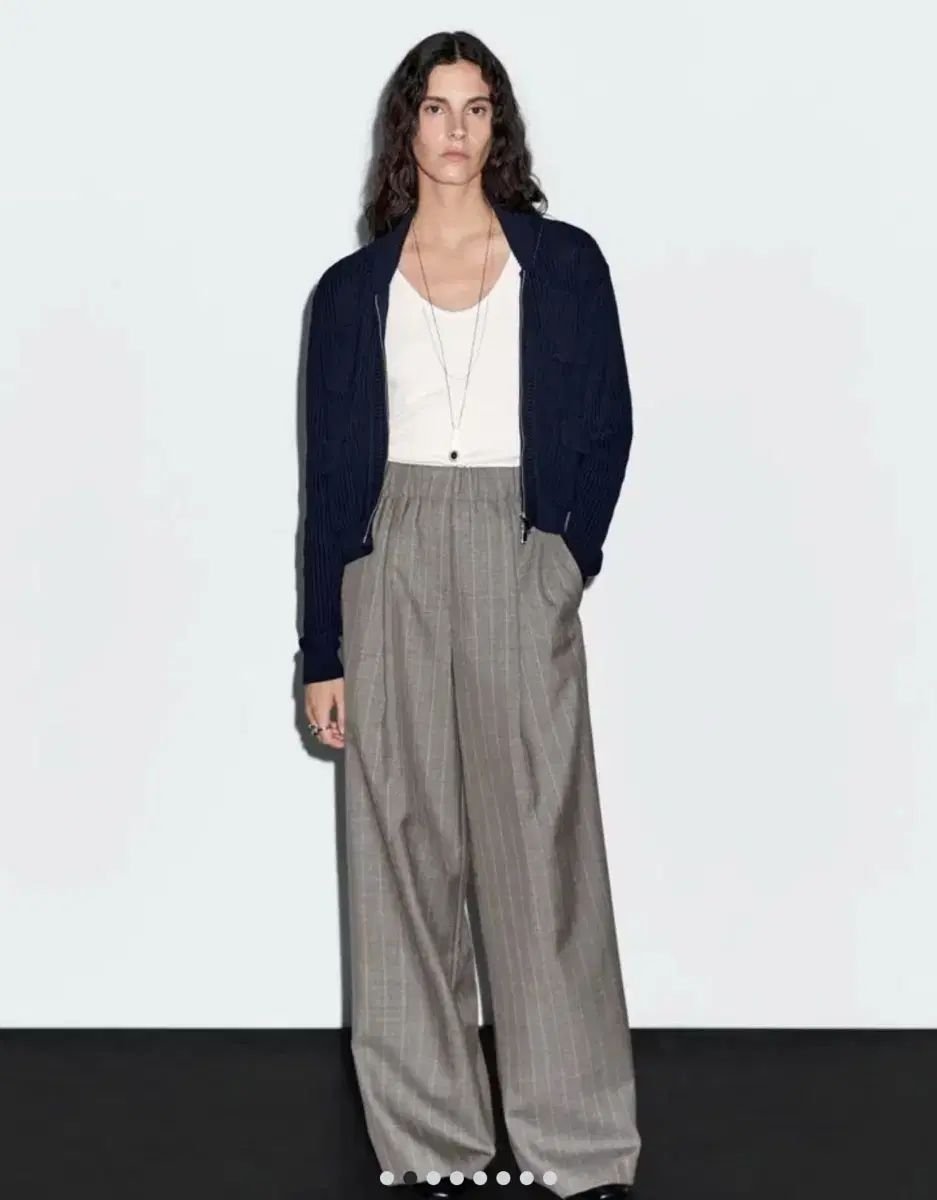 マッシモ ドゥッティ ピンストライプ ワイド 100 ウール パンツ 5015 687 mole