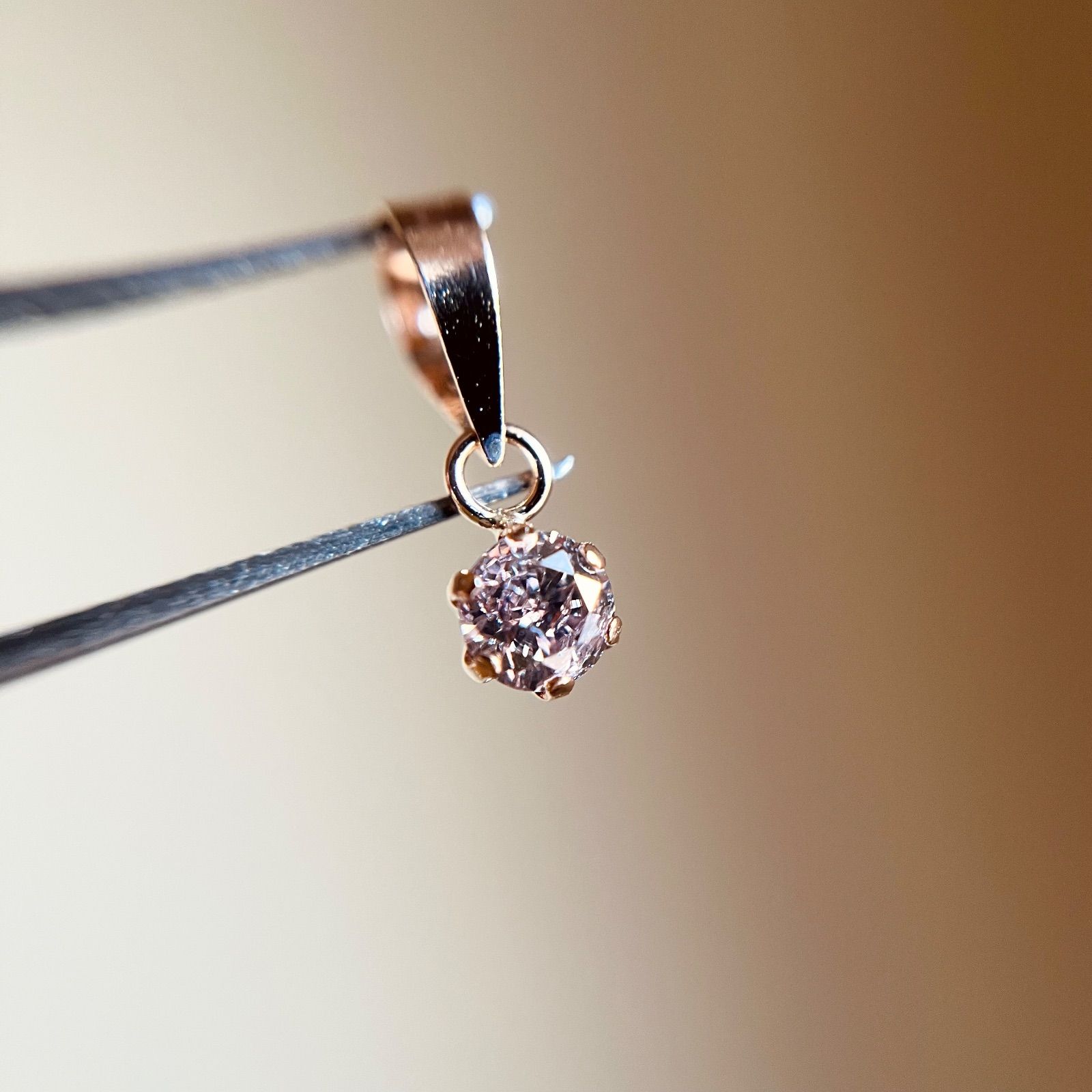 K18PG アウトレット 希少☆天然ピンクダイヤモンド 0.13ct ペンダント