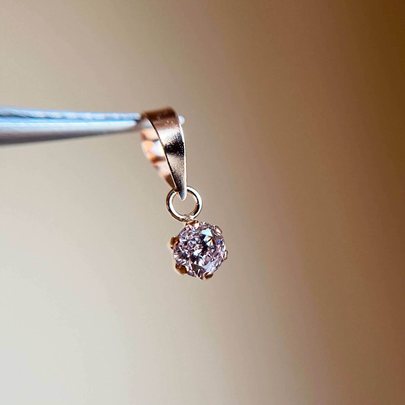 K18PG 希少☆天然ピンクダイヤモンド 0.13ct ペンダントトップ 18金