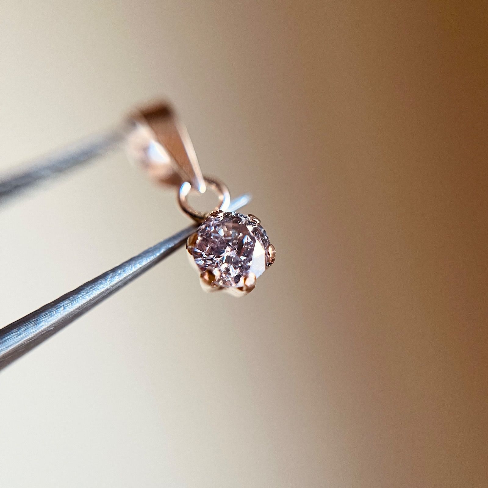 K18PG アウトレット 希少☆天然ピンクダイヤモンド 0.13ct ペンダント