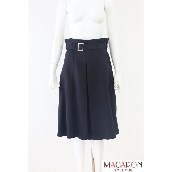 FOXEY ベルト付ウールシルクスカート 39323 ダークグレー フォクシー