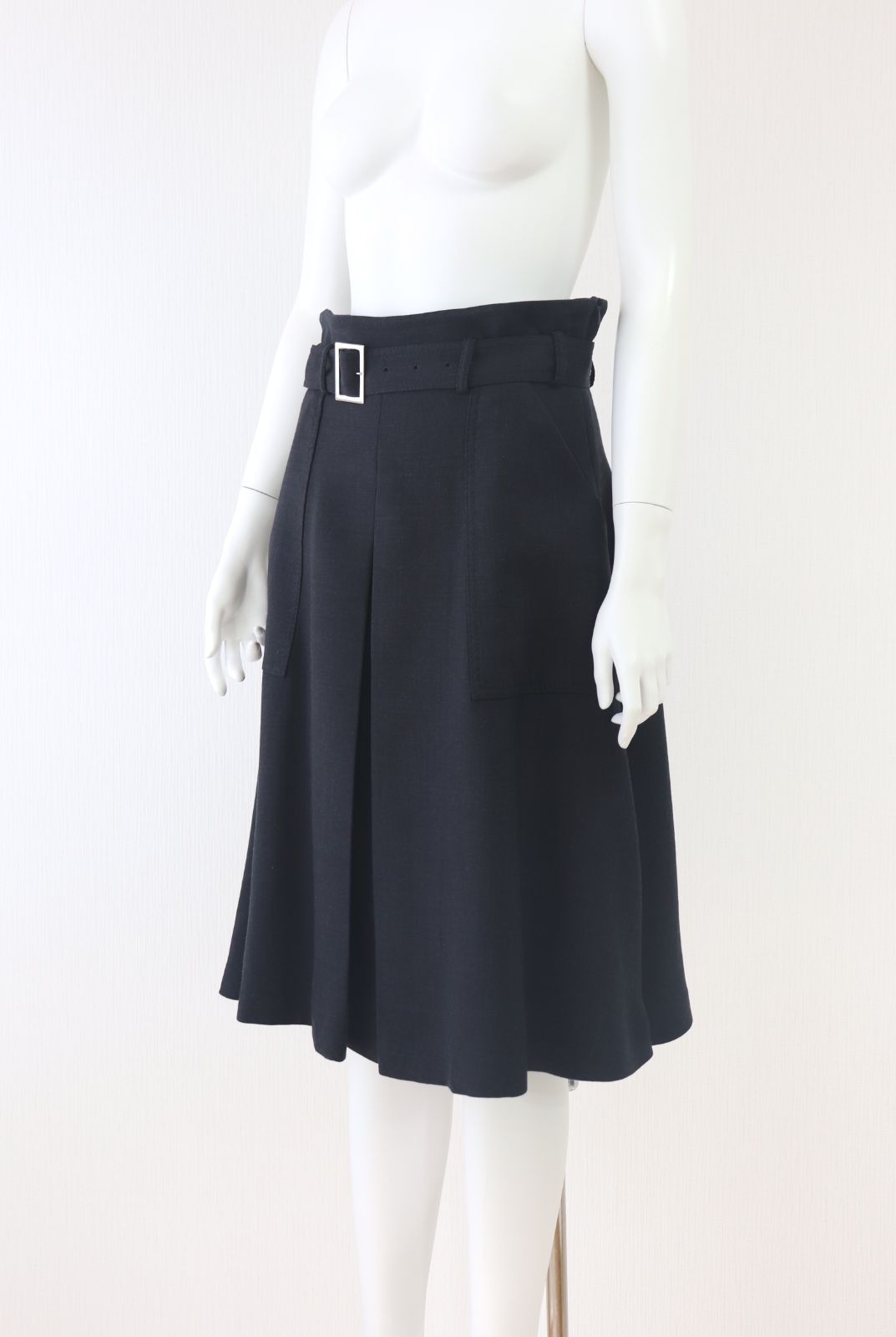 FOXEY ベルト付ウールシルクスカート 39323 ダークグレー フォクシー