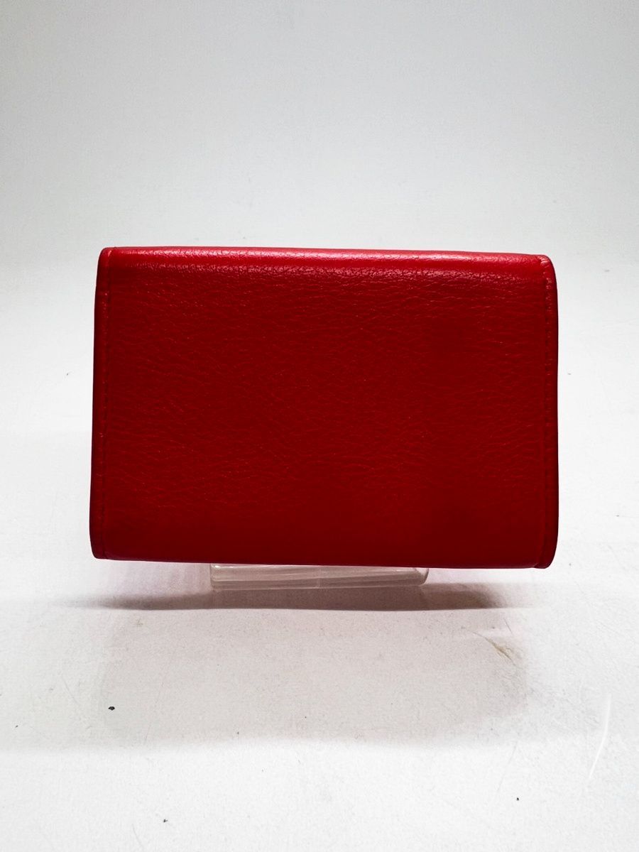 バレンシアガ 三つ折り財布 レザー レッド ユニセックス M 487