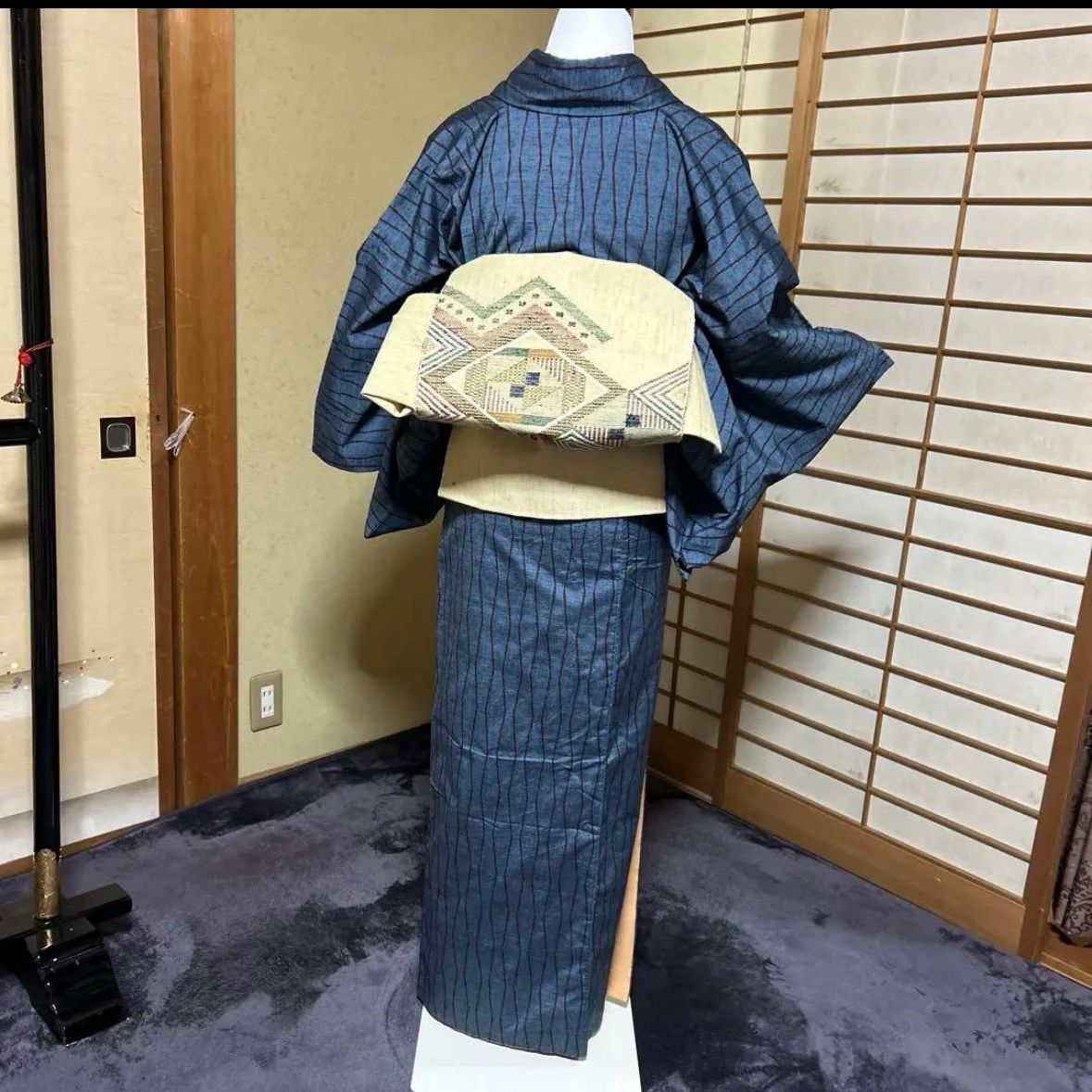 未使用近い　美品　袷　正絹　結城紬　小紋　フルセット　身丈153 裄丈67 未使用近い 美品 袷 正絹 小紋 結城紬 証紙付き やまと謹製 フルセット