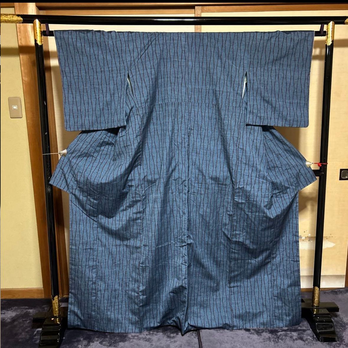 未使用近い　美品　袷　正絹　結城紬　小紋　フルセット　身丈153 裄丈67 未使用近い 美品 袷 正絹 小紋 結城紬 証紙付き やまと謹製 フルセット