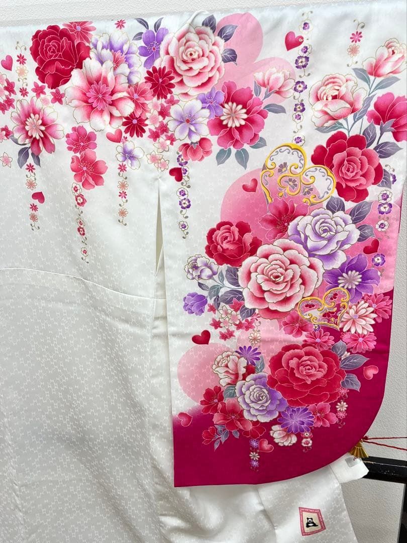  二尺袖 ポリエステル 刺繍 金彩 薔薇 anan 紋意匠 躾糸付き MOP 550 振袖 着物