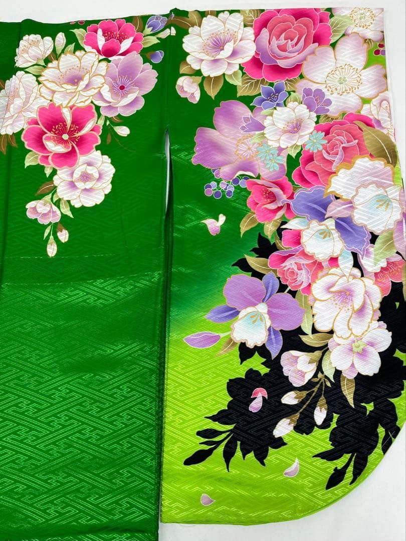 二尺袖 ポリエステル 薔薇 蘭 紋意匠 躾糸付き MOP 547