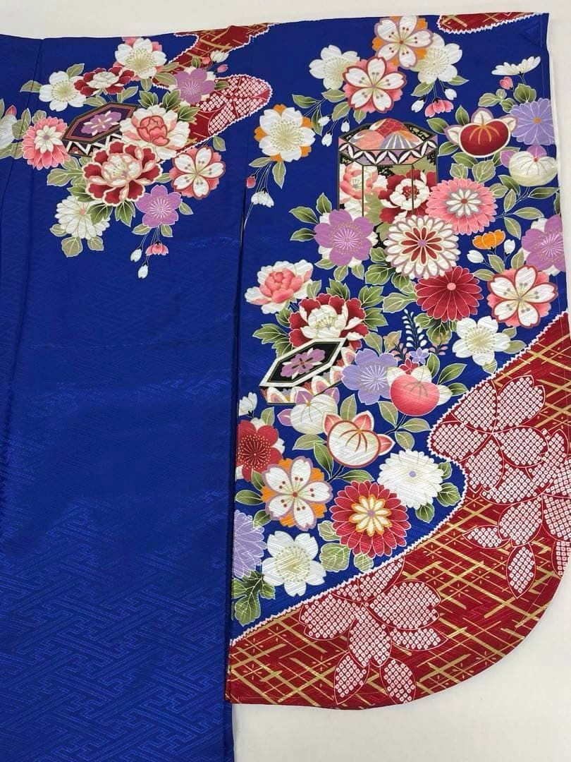 二尺袖 ポリエステル 貝桶と菊に橘 紋意匠 躾糸付き MOP 546