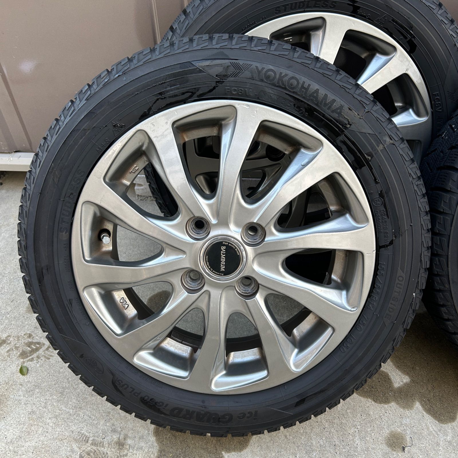 愛知県愛西市 バルミナ 155 65 R 14 4 1 2 J ヨコハマ ice GUARD iG 50 PLUS アイスガード スタッドレスタイヤ アルミホイールセット 2017年製 軽自動車 ラクルモーター館