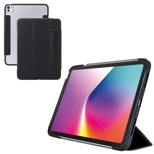 【新品・７営業日以内発送】エレコム ELECOM TB-A25PMWVFCBK iPad Pro ケース 11インチ M4 マグネット式フラップ 2アングル スタンド 軽量 薄型 耐衝撃 背面クリア ブラック TBA25PMWVFCBK【沖縄離島販売不可】