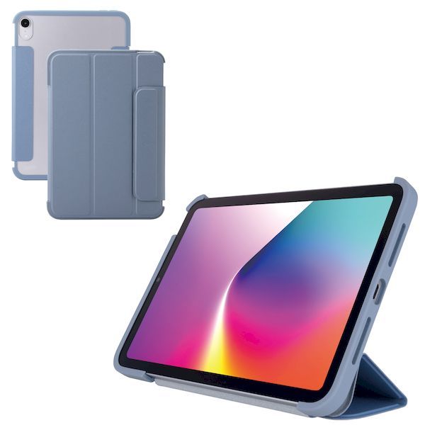 【新品・７営業日以内発送】エレコム ELECOM TB-A25SWVFCBG iPad mini ケース 8．3インチ A17 Pro ／第6世代 マグネット式フラップ 軽量 薄型 耐衝撃 背面クリア ブルーグレー TBA25SWVFC【沖縄離島販売不可】