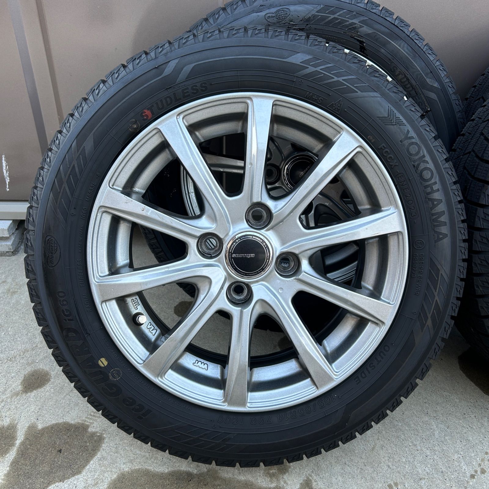 愛知県愛西市発 MiLLOUS ミルウス 165 65 R 14 5 1 2 J 100 ice GUARD iG 60 製 アイスガード スタッドレスタイヤ アルミホイールセット ラクルモーター館